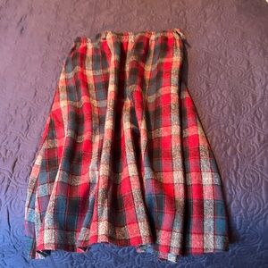 Classic Plaid A-Line Skirt in Red and Green